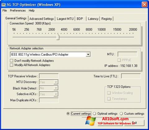 Screenshot TCP Optimizer per Windows 10
