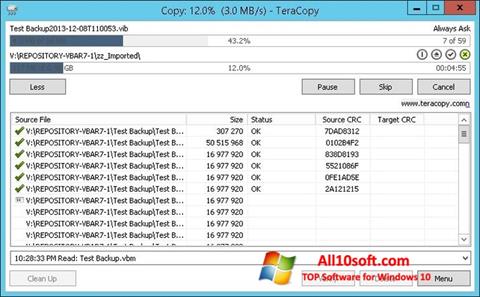Screenshot TeraCopy per Windows 10