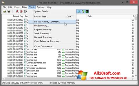 Screenshot Process Monitor per Windows 10