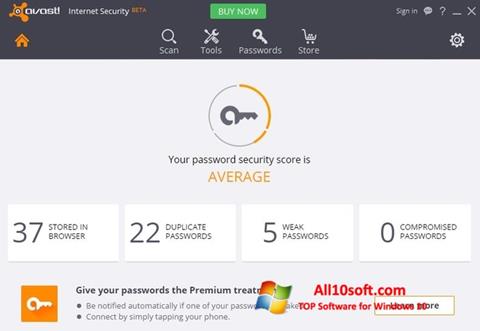 Screenshot Avast Internet Security per Windows 10