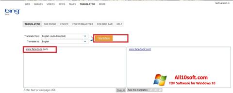 Screenshot Bing Translator per Windows 10