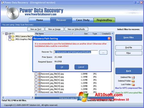 Screenshot Power Data Recovery per Windows 10