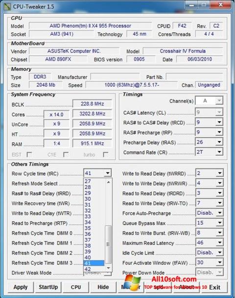 Screenshot CPU-Tweaker per Windows 10