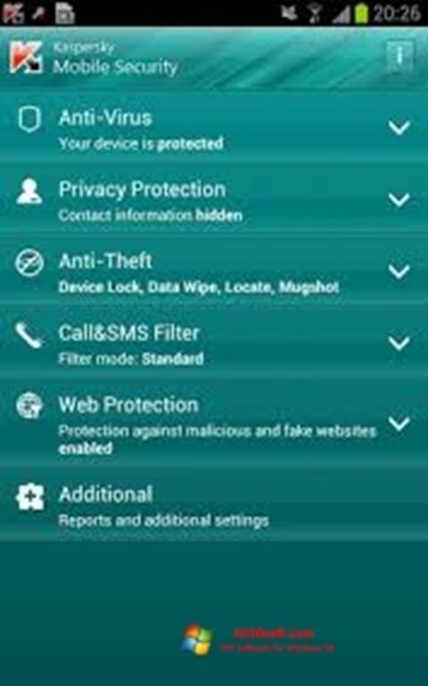 Screenshot Kaspersky Mobile Security per Windows 10