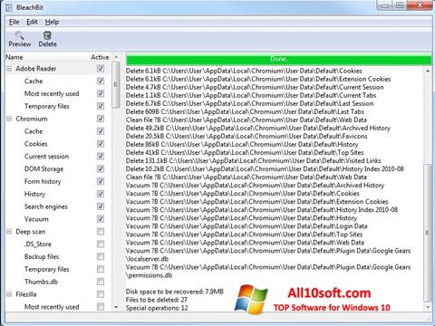 Screenshot BleachBit per Windows 10