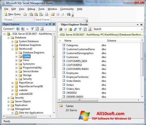 Screenshot Microsoft SQL Server per Windows 10