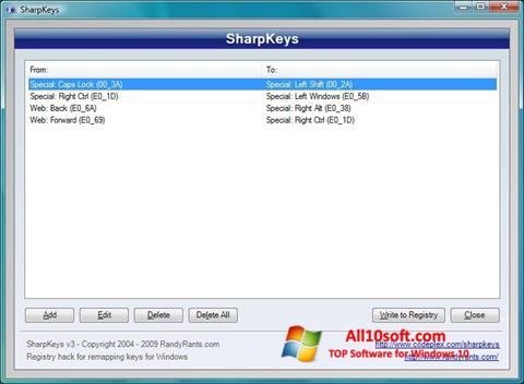 Screenshot SharpKeys per Windows 10