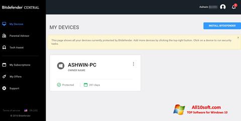 Screenshot Bitdefender per Windows 10